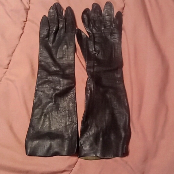 Accessories Arie Of Paris Black Leather Real Kid Opera Gloves Sm
